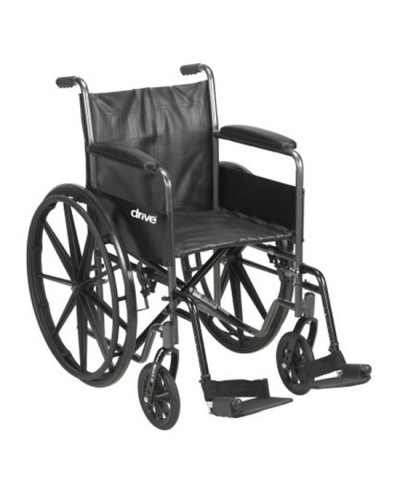 Wheelchair McKesson Dual Axle Padded Arm Style Composite Wheel Black Upholstery 18 Inch Seat Width 300 lbs. Weight Capacity